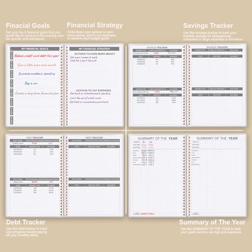 Getvow Budget Planner - Monthly Budget Book with Expense Tracker Notebook, Undated 12 Month Bill Organizer & Finance Planner to Manage Your Money, Account Book with Colorful Tabs, 5.8" x 8.5", Beige - Image 5