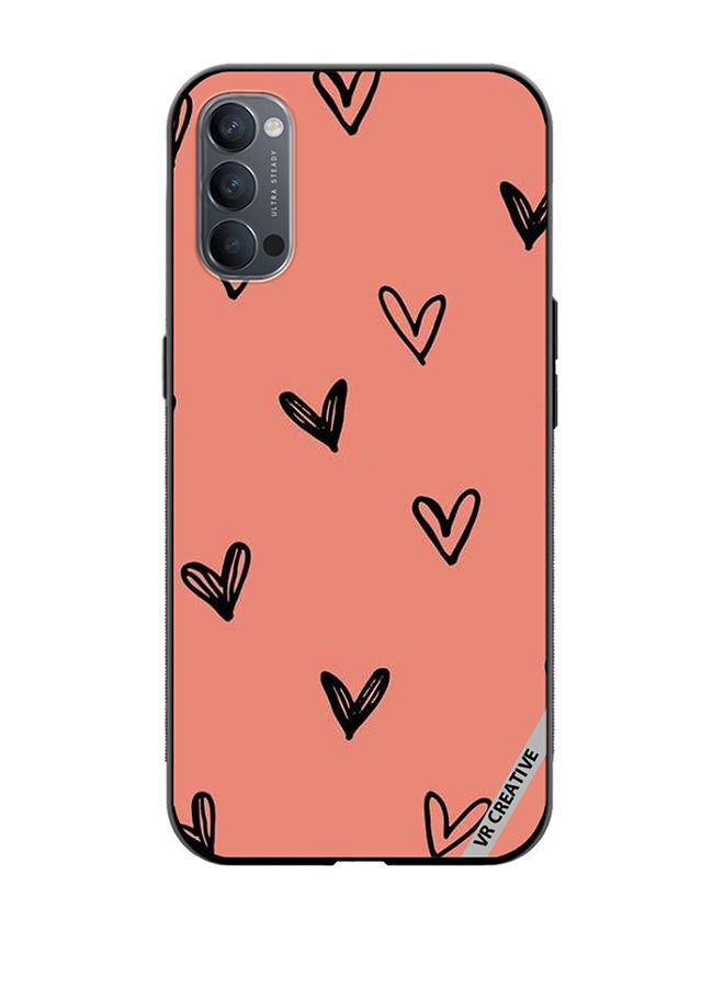 VR CREATIVE Protective Case Cover For Oppo Reno4 Pro 5G Flying Hearts Sketch Design Multicolour - Image 1