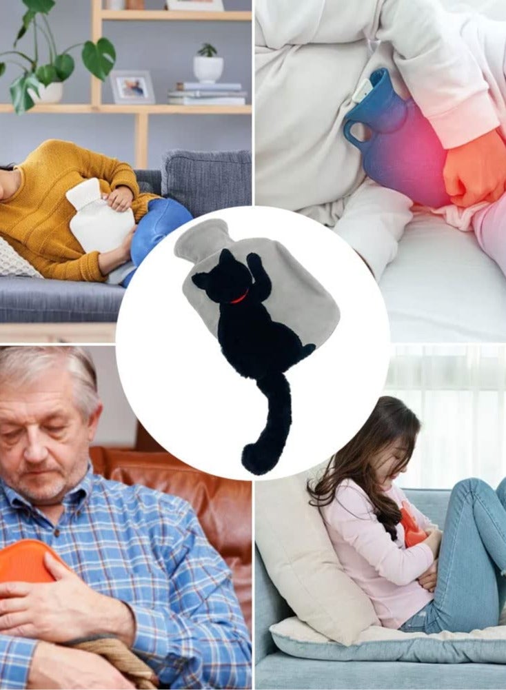 SYOSI Hot Water Bag with Soft Cat Cover Winter Hand Warmer Feet Warmer Neck and Shoulder Pain Relief - Image 4