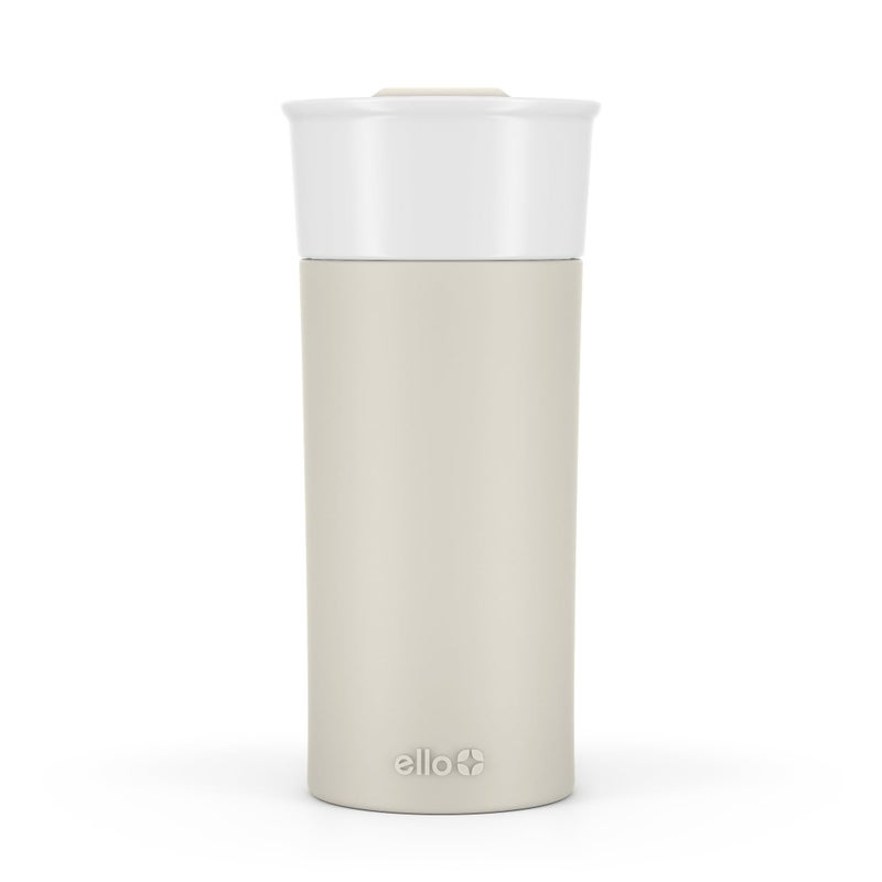 إلو كوب سفر من السيراميك Ello Ogden بسعة 16oz مع غطاء منزلق مقاوم للرذاذ وغطاء سيليكون واقٍ مثالي للقهوة أو الشاي، خالٍ من مادة BPA وآمن للاستخدام في غسالة الأطباق - Image 1