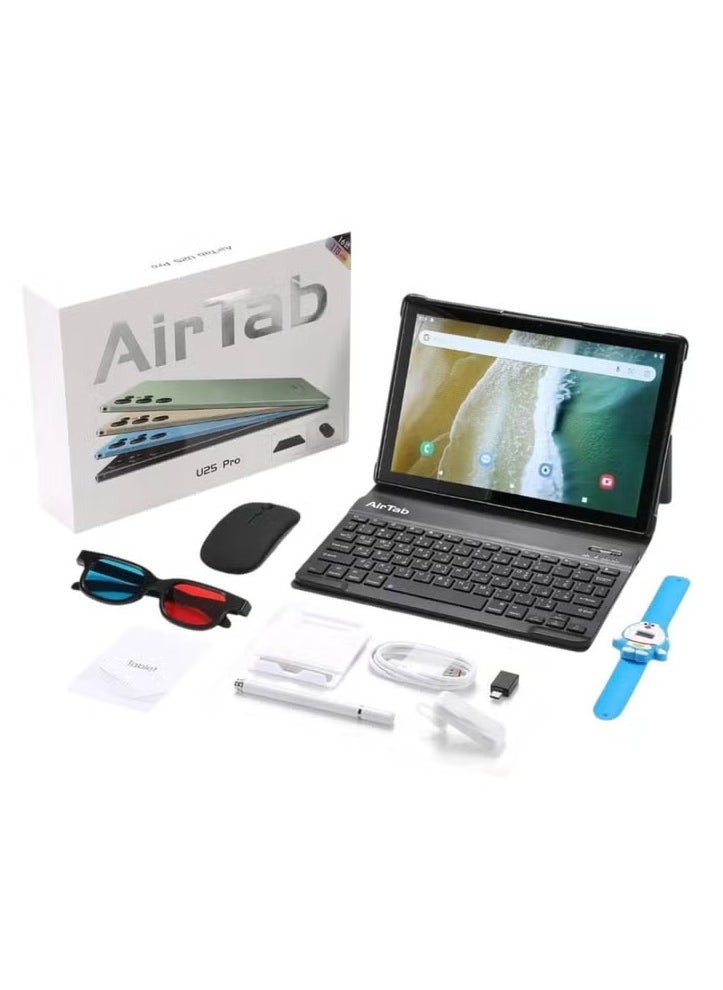 AirTab 10.1 -Inch Smart Tablet U25 PRO Android 13 Tablet With 1TB Storage and 16GB RAM Quad Core Wi-Fi LTE Dual Sim with Touch Pen and Keyboard - GOLD  - Image 1