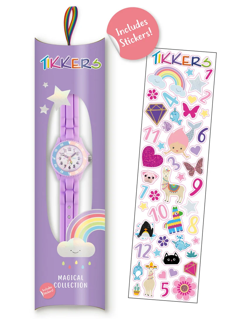 Tikkers Tikkers Girls Purple Silicone Strap Unicorn Dial Time Teacher Watch - TK0147