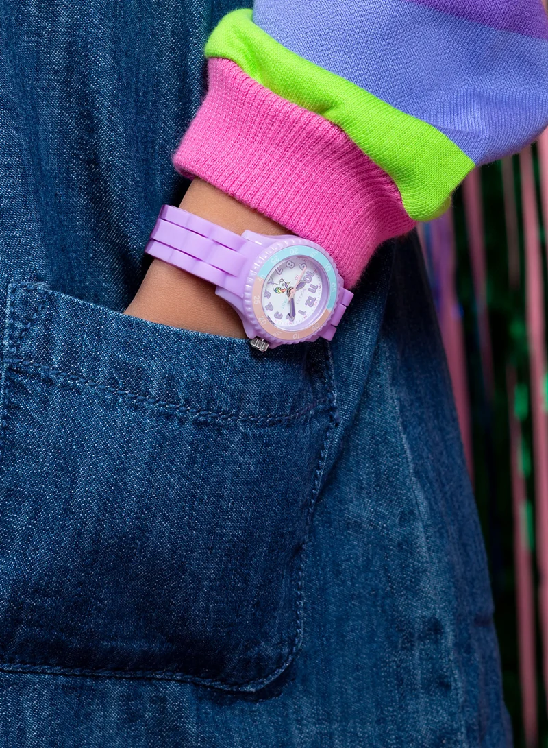 Tikkers Tikkers Girls Purple Silicone Strap Unicorn Dial Time Teacher Watch - TK0147