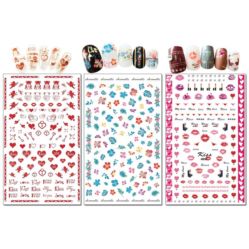 TailaiMei Nail Decals Stickers, 1600+ Pcs Self-Adhesive Tips DIY Nail Art Design Stencil (12 Large Sheets) - Image 3