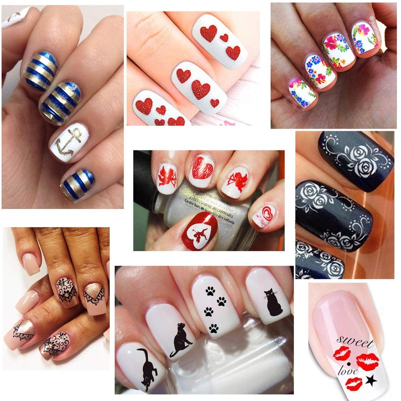 TailaiMei Nail Decals Stickers, 1600+ Pcs Self-Adhesive Tips DIY Nail Art Design Stencil (12 Large Sheets) - Image 2