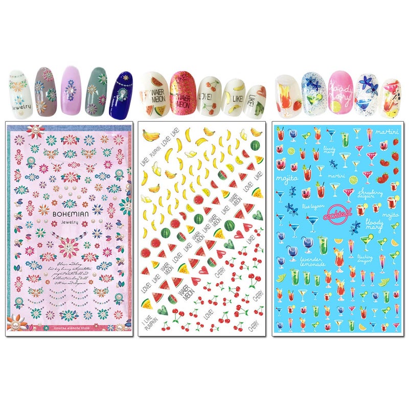 TailaiMei Nail Decals Stickers, 1600+ Pcs Self-Adhesive Tips DIY Nail Art Design Stencil (12 Large Sheets) - Image 4