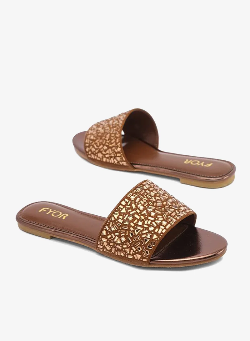 Fyor  Geometric Embellished Flat Sandal MY 376 for Women | Best Price UAE