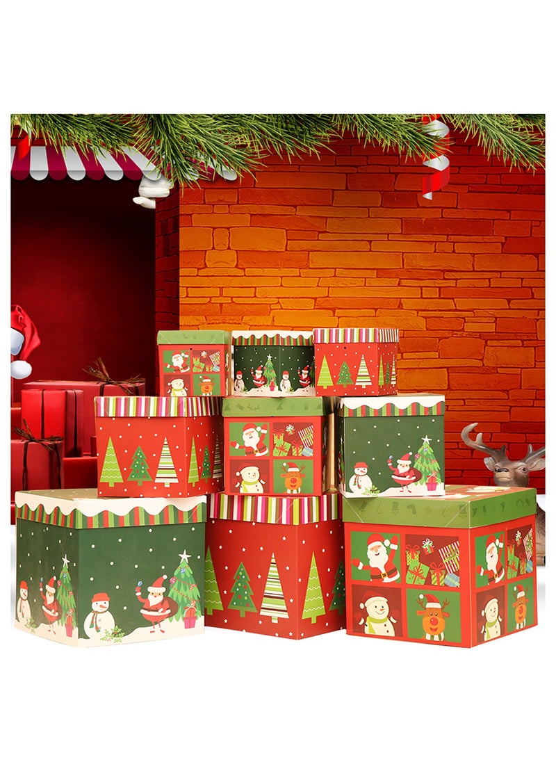 SAPU - 9pcs Christmas Gift Boxes with Lids Christmas Snowman Stacking Boxes Christmas Nesting Boxes Christmas Stackable Gift Box Holiday Winter Party Decor Ornaments Supplies（3 size） - Image 1