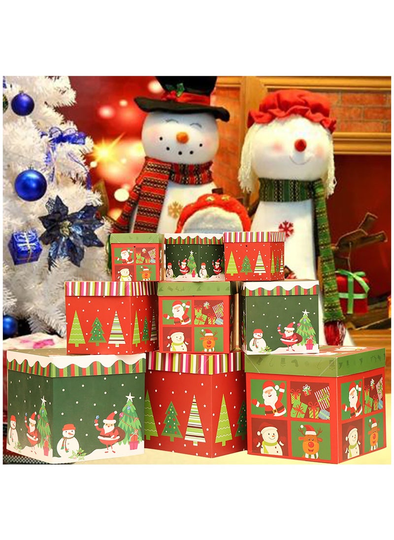 SAPU - 9pcs Christmas Gift Boxes with Lids Christmas Snowman Stacking Boxes Christmas Nesting Boxes Christmas Stackable Gift Box Holiday Winter Party Decor Ornaments Supplies（3 size） - Image 1