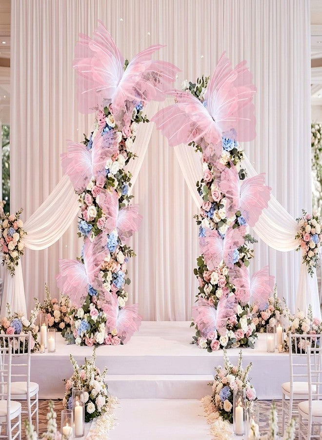Leinuosen 10 Pcs 24'' 20'' 12'' Large Gradient Pink Pearl Butterfly Decoration 3 Size Giant Mariposas Grandes Para Decor Big 3D Silk Butterfly for Indoor Outdoor Wedding Baby Shower Women Birthday Hanging Decor - Image 5