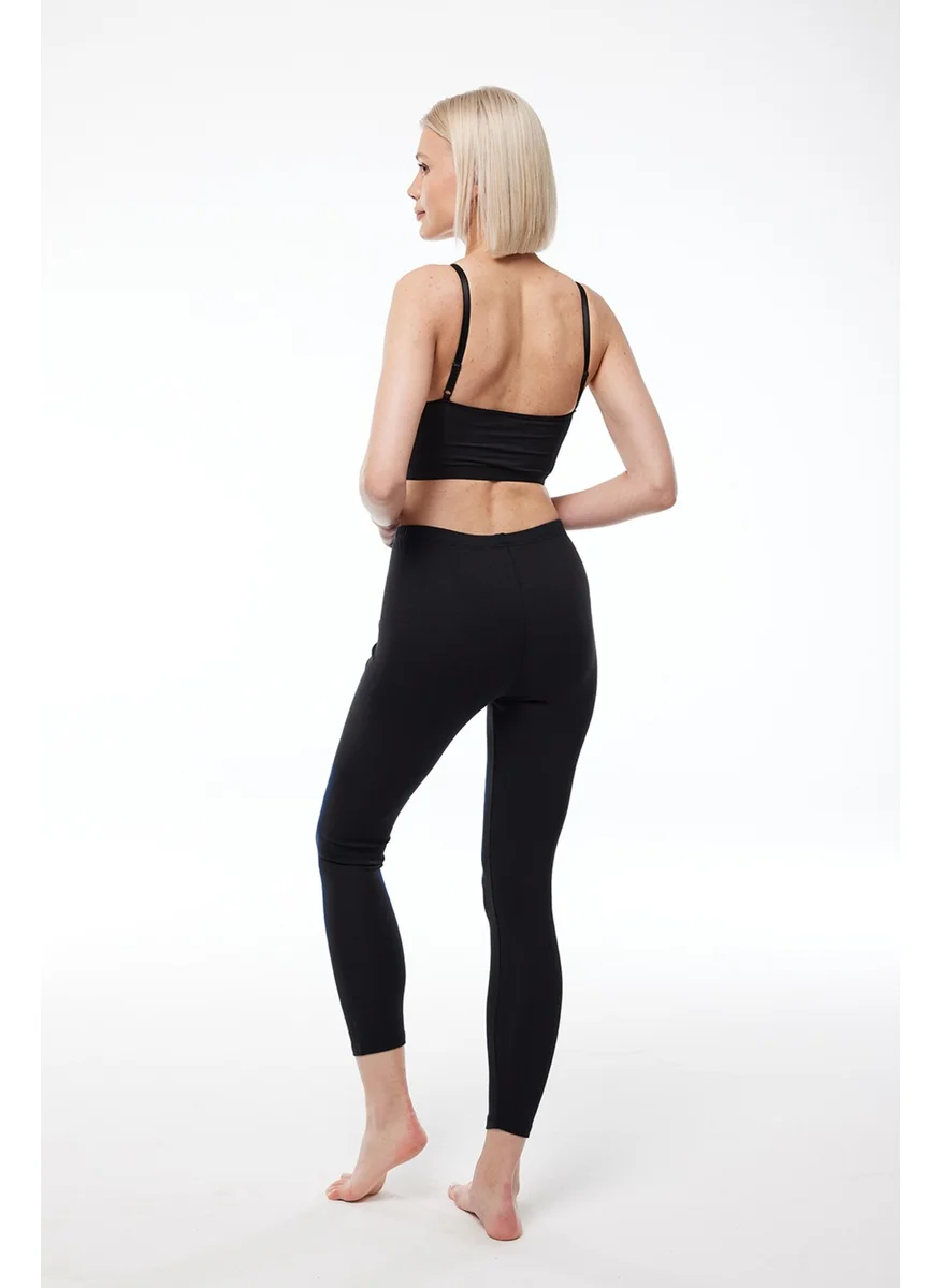 مالابادي Women's Black Modal Winter Long Tights with Ruffle Inside 1903