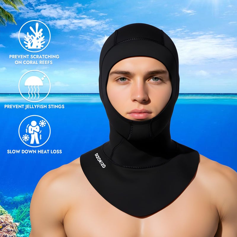 Dizokizo Diving Scuba Hood 3mm Thermal Neoprene Wetsuit Hood for Men Women Wetsuit Hat Cap for Kayaking Snorkeling Sailing Water Sports with Flow Vent (M) - Image 5