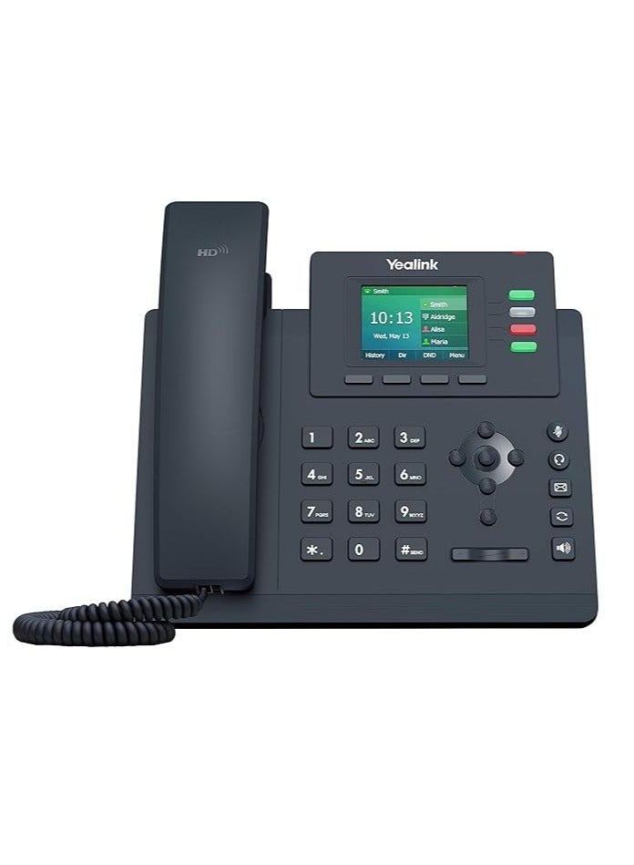 Yealink T33G Entry Level Gigabit POE CordEd Landline Phone Speakerphone System Color LCD 4-Line SIP-T33G, Black