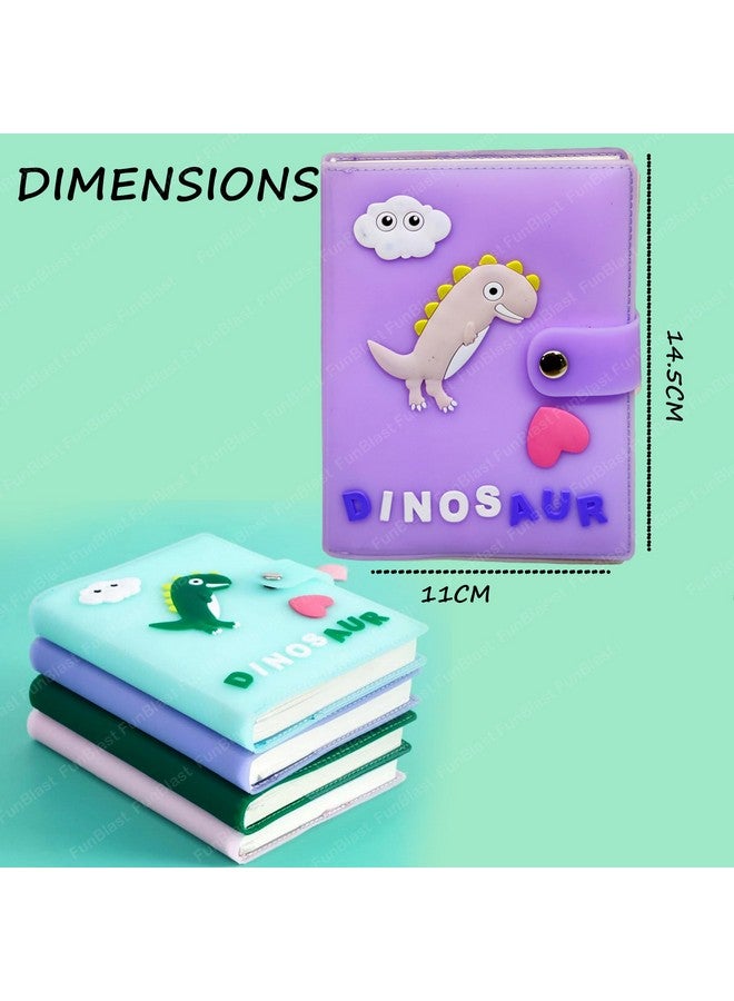 FunBlast FunBlast Diary - A6 Size, Dinosaur Theme Diary, Diary with Button Lock, Diary for Girls, Notepad Diary, Return Gifts for Kids, Diary for Journaling with Silicone Cover (90+ Pages) (Purple)  - Image 2