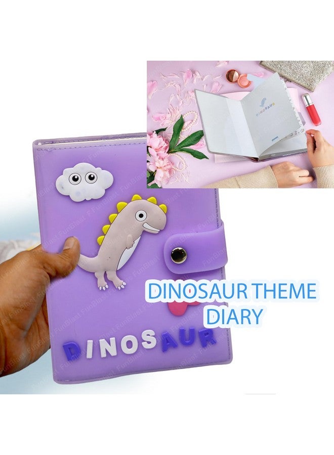 FunBlast FunBlast Diary - A6 Size, Dinosaur Theme Diary, Diary with Button Lock, Diary for Girls, Notepad Diary, Return Gifts for Kids, Diary for Journaling with Silicone Cover (90+ Pages) (Purple)  - Image 4