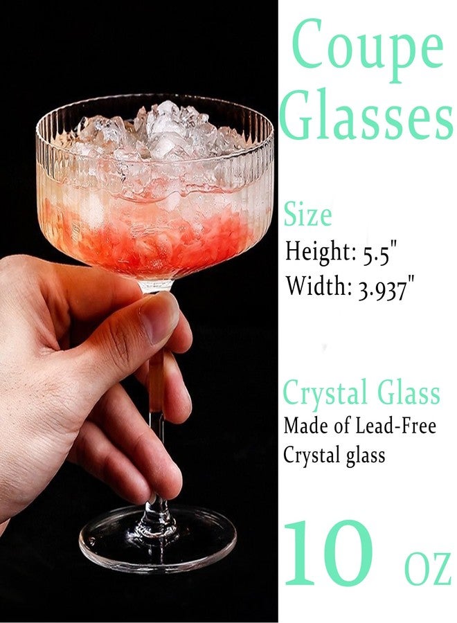 Srgeilzati Ribbed Coupe Glasses Set Of 4 | Espresso Martini Glasses | Vintage Cocktail Glasses | Margarita Glass - Image 2