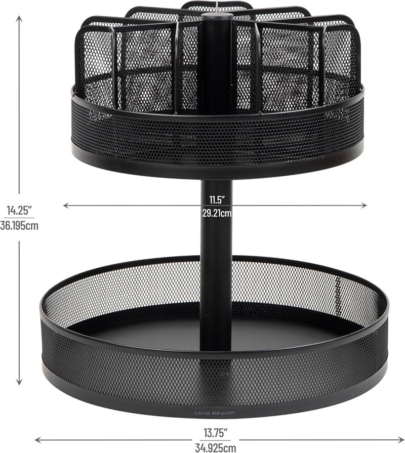 Mind Reader SNACKMESH Lazy Susan 2 Tier Snack Organizer - Metal Mesh - Image 3