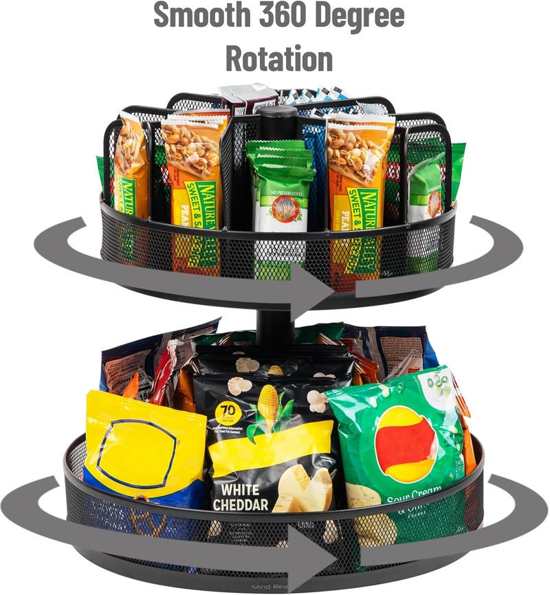 Mind Reader SNACKMESH Lazy Susan 2 Tier Snack Organizer - Metal Mesh - Image 4