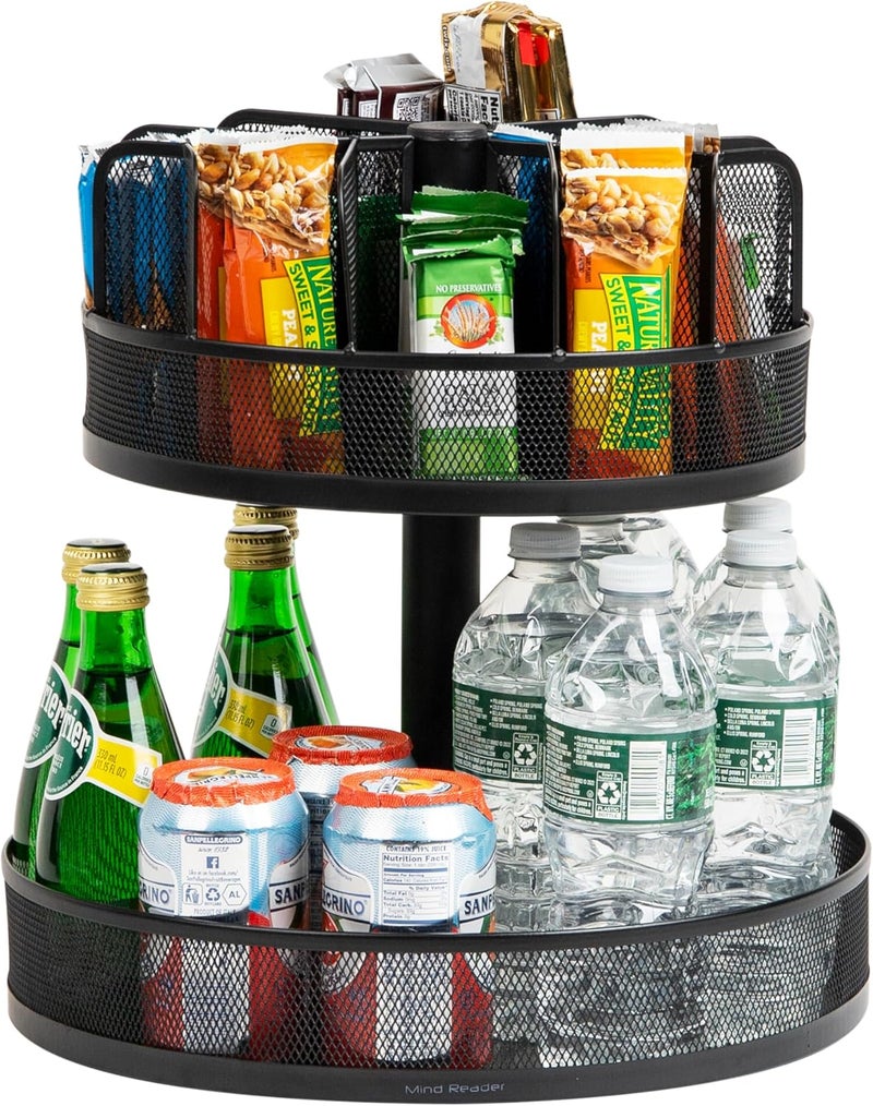 Mind Reader SNACKMESH Lazy Susan 2 Tier Snack Organizer - Metal Mesh - Image 1