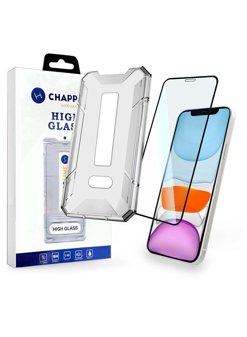 CHAPPELINE Apple iPhone 11 2019 / Apple iPhone XR 2018 Next Generation A++ Quality High Glass Screen Protector with Auto Alignment Frame Easy Installation, Bubble Free, Tempered Glass HD Clear, Anti-Scratch, Anti-Spy Flim, Anti-Fingerprint - Clear/Black - Image 1