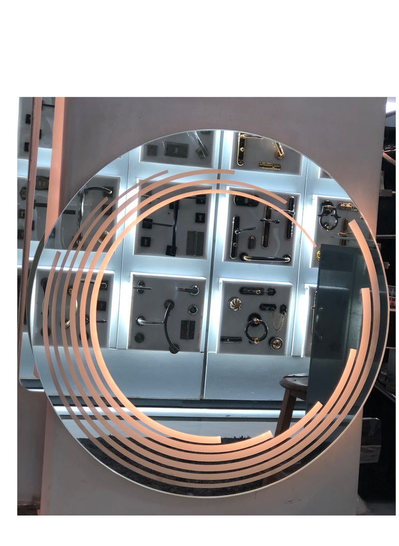 ماركة غير محددة مراية حمام بإضاءة LED – زجاج 6 ملم – مقاس 60×80 سم – إضاءة لون أصفر – تصميم عصري أنيق  - Image 1