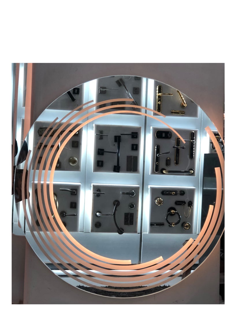 ماركة غير محددة مراية حمام بإضاءة LED – زجاج 6 ملم – مقاس 60×80 سم – إضاءة لون أصفر – تصميم عصري أنيق  - Image 2
