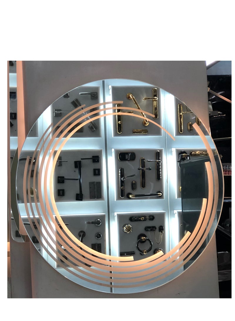 ماركة غير محددة - مراية حمام بإضاءة LED – زجاج 6 ملم – مقاس 60×80 سم – إضاءة لون أصفر – تصميم عصري أنيق - Image 1