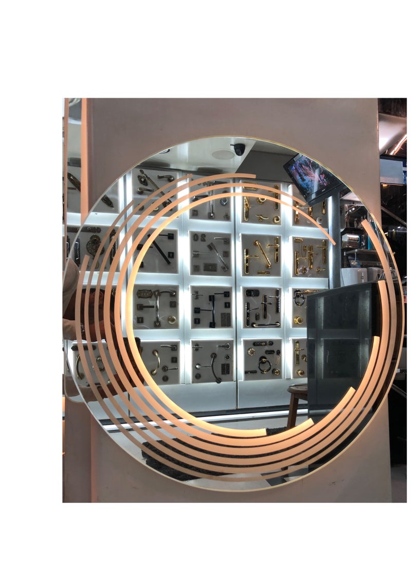 ماركة غير محددة - مراية حمام بإضاءة LED – زجاج 6 ملم – مقاس 60×80 سم – إضاءة لون أصفر – تصميم عصري أنيق - Image 1
