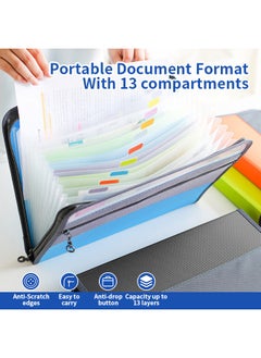 Generic Expanding File Folder, 13 Pockets Document Organizer with Zipper, A4 Letter Size Portable Accordion Expanding File Folders with 27pcs Multicolor Labels for Home Office School Supplies  - Image 2
