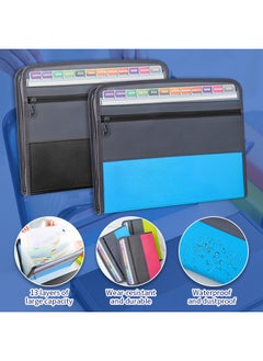 Generic Expanding File Folder, 13 Pockets Document Organizer with Zipper, A4 Letter Size Portable Accordion Expanding File Folders with 27pcs Multicolor Labels for Home Office School Supplies  - Image 3