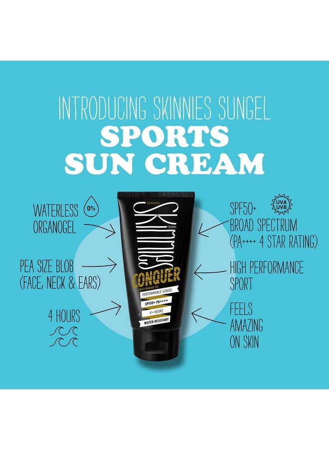 Skinnies 100Ml Spf50+ Conquer Sungel Sun Cream Broad Spectrum Reef Safe Water Resistant 4 Hours  - Image 3