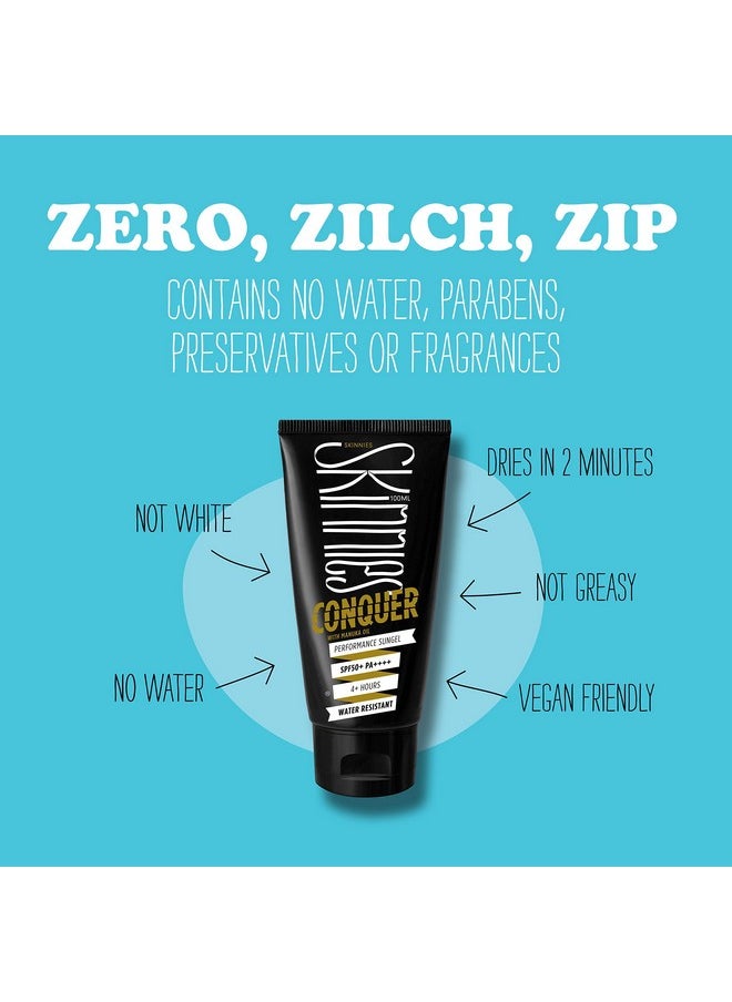 Skinnies 100Ml Spf50+ Conquer Sungel Sun Cream Broad Spectrum Reef Safe Water Resistant 4 Hours  - Image 4