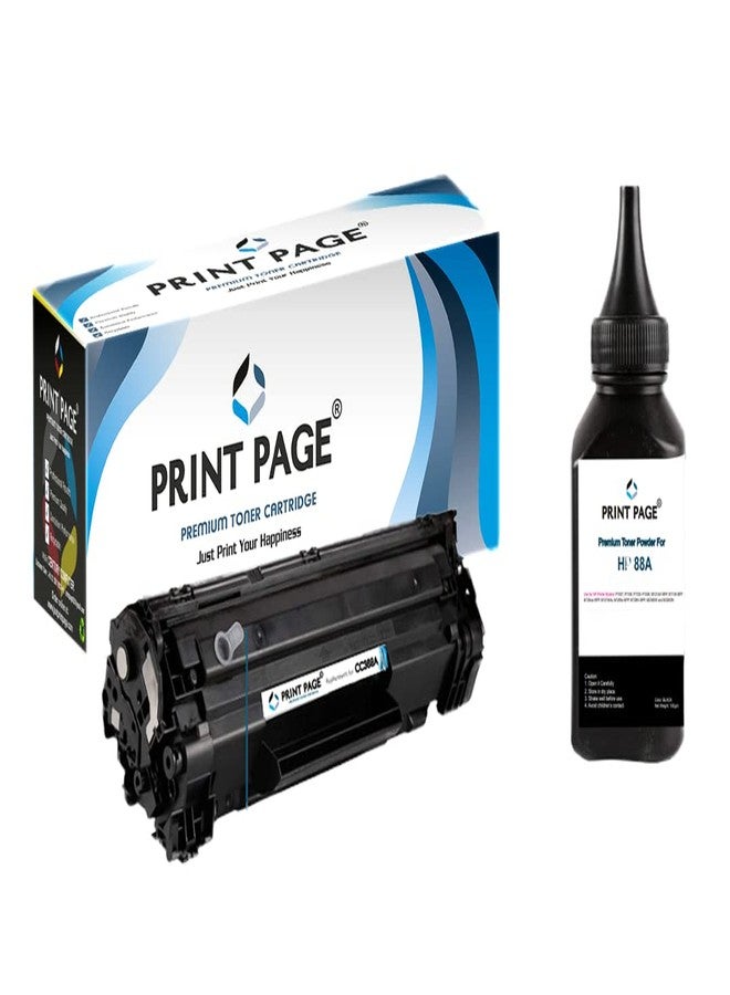 Print Page 88A Easy Refill Toner Cartridge + 1 Bottle 80gm Toner Powder Compatible for LJ Printer P1007, P1106, P1108, P1008, M1213nf MFP, M1136 MFP, M126nw MFP, M1218nfs, M128fw - Image 1