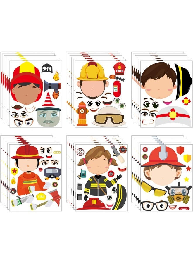 Mallmall6 36Pcs Firefighter Sticker Make A Face Stickers Fireman Birthday Party Supplies Baby Shower Party Favors Party Decorations Room Decor Fire Chief Sticker Diy Crafts Games For Kids Boys Girls… - Image 1