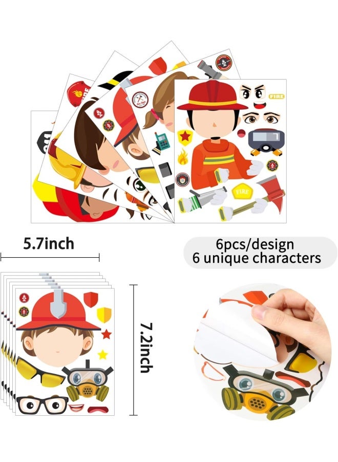 Mallmall6 36Pcs Firefighter Sticker Make A Face Stickers Fireman Birthday Party Supplies Baby Shower Party Favors Party Decorations Room Decor Fire Chief Sticker Diy Crafts Games For Kids Boys Girls… - Image 3