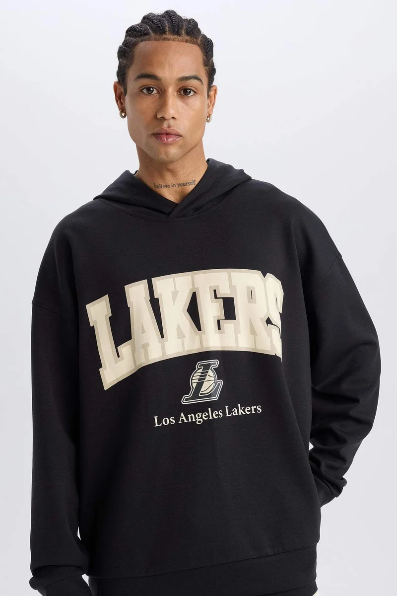 ديفاكتو DeFactoFit NBA Los Angeles Lakers Oversize Fit Scuba Fabric Sports Sweatshirt