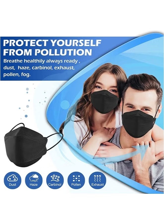 10 Piece Black Disposable Face Masks, 4 Layers Black Masks Individually Wrapped, with Elastic Ear Loop, Breathable and Comfortable Adult Masks - for Office, Outdoor, Daily Use - Image 5