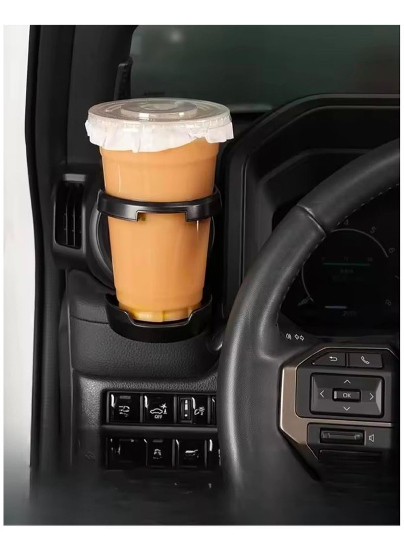 فيريكس حامل أكواب سيارة فاخر لسيارة تويوتا لاند كروزر LC250 موديل 2024–2025 – قابل للطي، يثبت على فتحات المكيف ومثبت على الكونسول الوسطي، مصنوع من مادة ABS باللون الأسود - Image 2