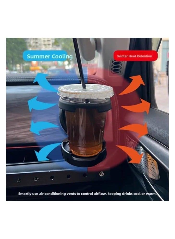 فيريكس حامل أكواب سيارة فاخر لسيارة تويوتا لاند كروزر LC250 موديل 2024–2025 – قابل للطي، يثبت على فتحات المكيف ومثبت على الكونسول الوسطي، مصنوع من مادة ABS باللون الأسود - Image 3