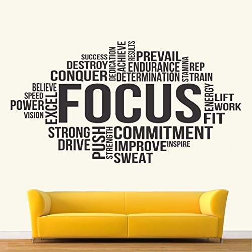 Akki World Pvc 'Focus - Sports Workout Office Corporate Business Inspirational Motivational Quotes Wall Sticker, Self-Adhesive, Smooth Surface, 10 Mm, 1250 Mm - Image 1