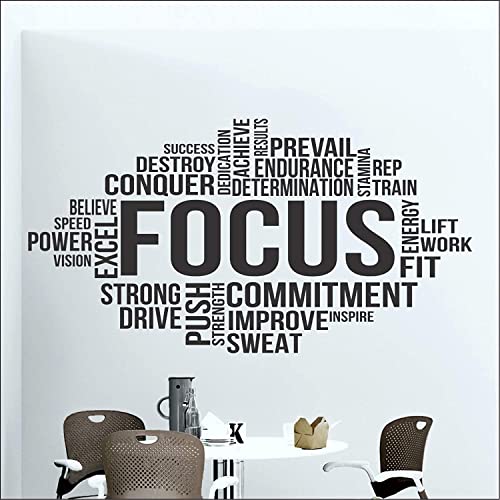Akki World Pvc 'Focus - Sports Workout Office Corporate Business Inspirational Motivational Quotes Wall Sticker, Self-Adhesive, Smooth Surface, 10 Mm, 1250 Mm - Image 3