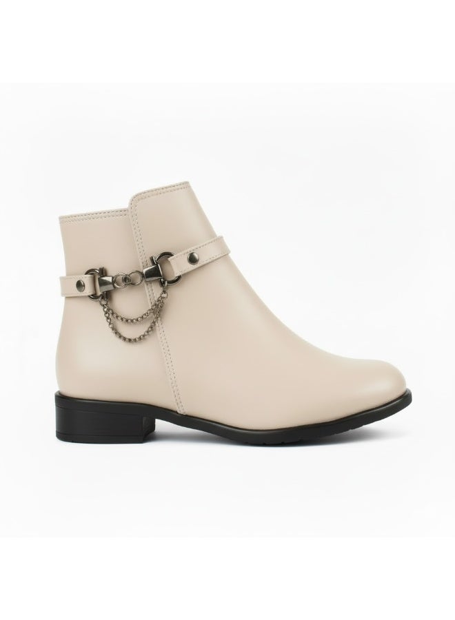 لايف ستيلاش  بوت فلات جلد G-22 - بيج - Image 2