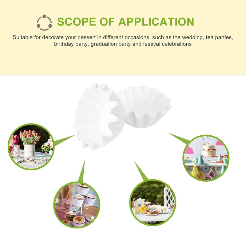 100pcs White Dessert Cup Holder Cake Paper Cups Baking Base High-temperature Resistant Chrysanthemum-shaped Accessories for Bread and Chiffon Cake - Image 3