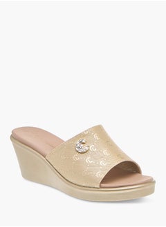Le Confort Womens Monogram Embossed Sandals With Wedge Heels Ramadan Collection  - Image 1
