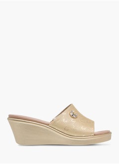 Le Confort Womens Monogram Embossed Sandals With Wedge Heels Ramadan Collection  - Image 3