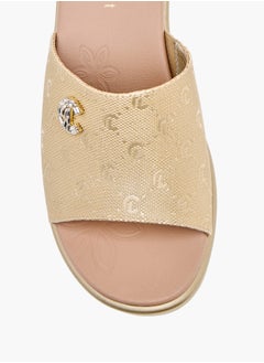 Le Confort Womens Monogram Embossed Sandals With Wedge Heels Ramadan Collection  - Image 4
