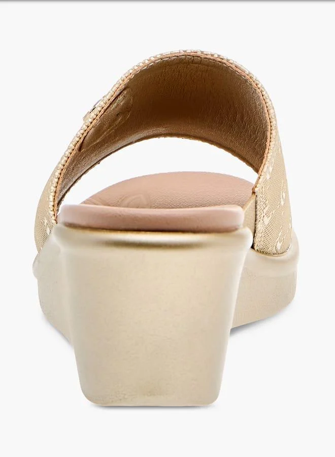 Le Confort Womens Monogram Embossed Sandals With Wedge Heels Ramadan Collection