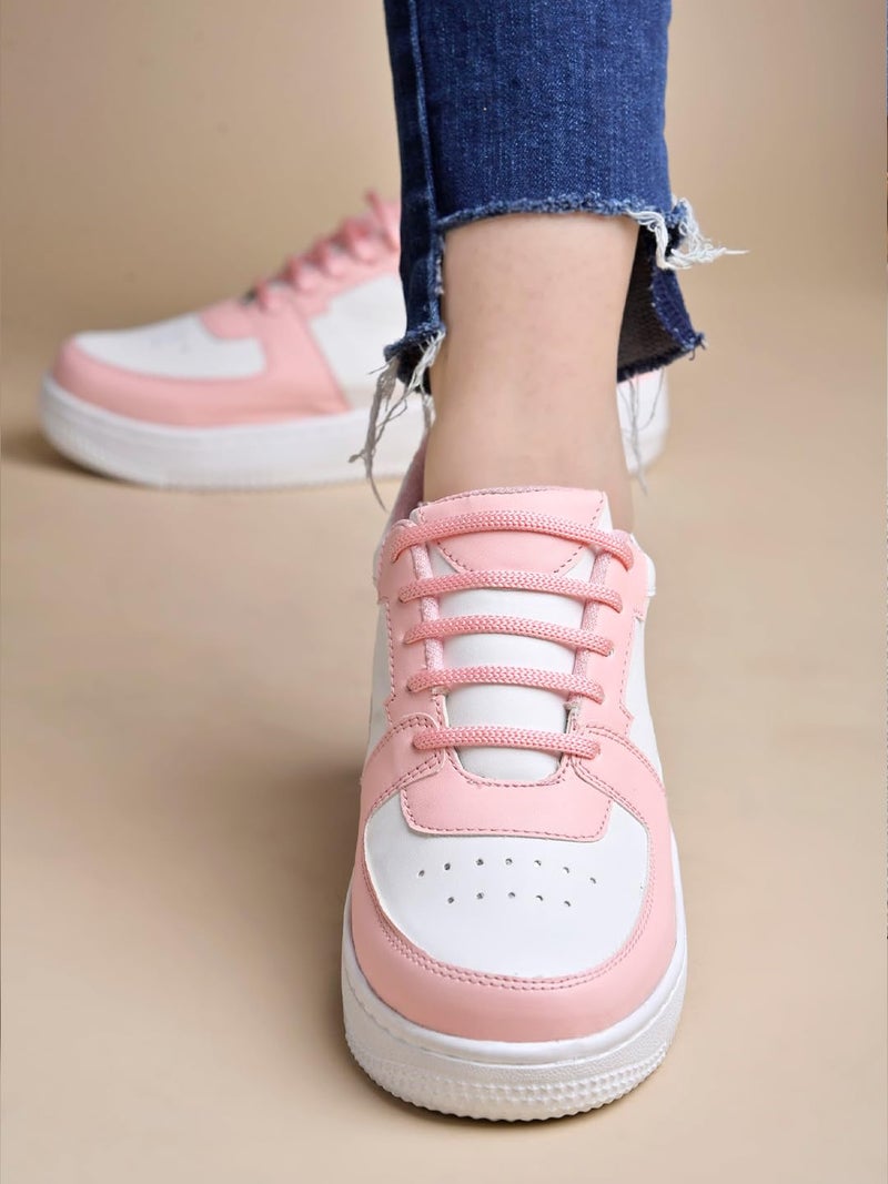 Shoetopia Sneakers, Casual Shoes, Comfortable, Walking, Running Shoes for Women & Girls Pink-EU41 - Image 3