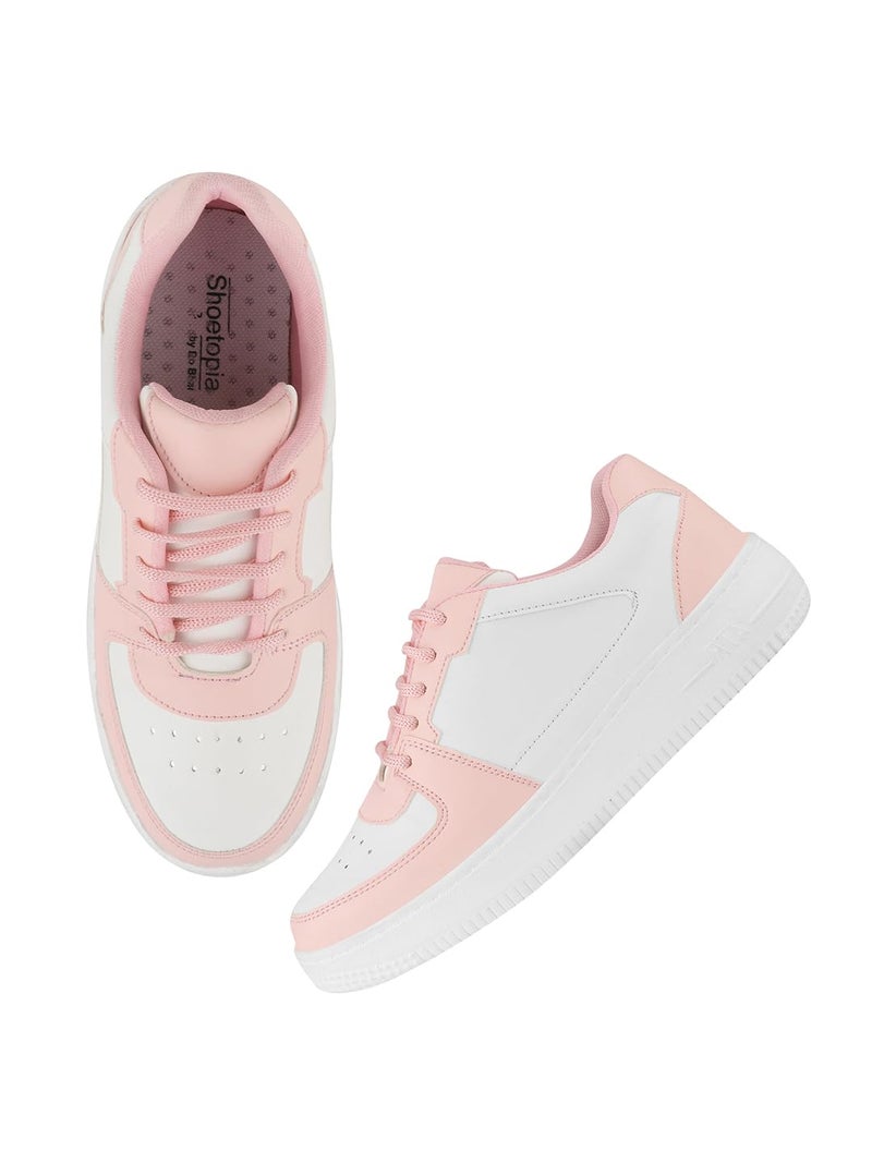 Shoetopia Sneakers, Casual Shoes, Comfortable, Walking, Running Shoes for Women & Girls Pink-EU41 - Image 5