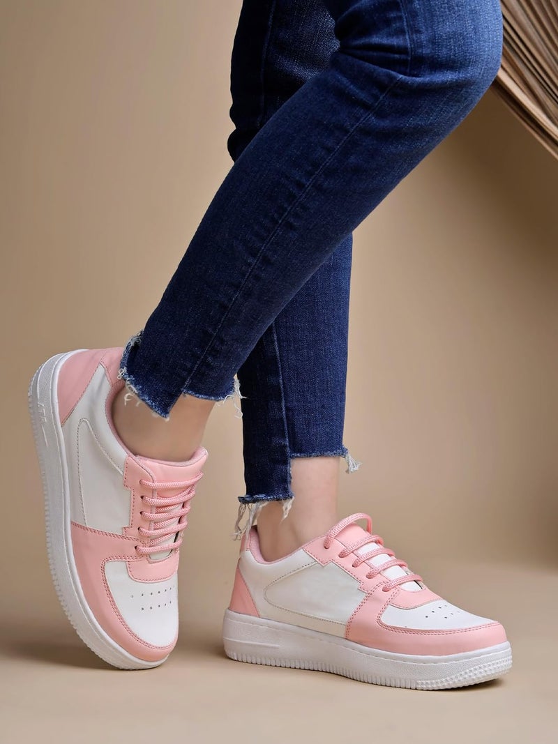 Shoetopia Sneakers, Casual Shoes, Comfortable, Walking, Running Shoes for Women & Girls Pink-EU41 - Image 4